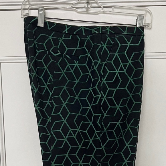 Halogen Women's Quinn Fit Ankle Pants Geo-Metallic Pattern Green Black, Size 10 - Picture 1 of 8
